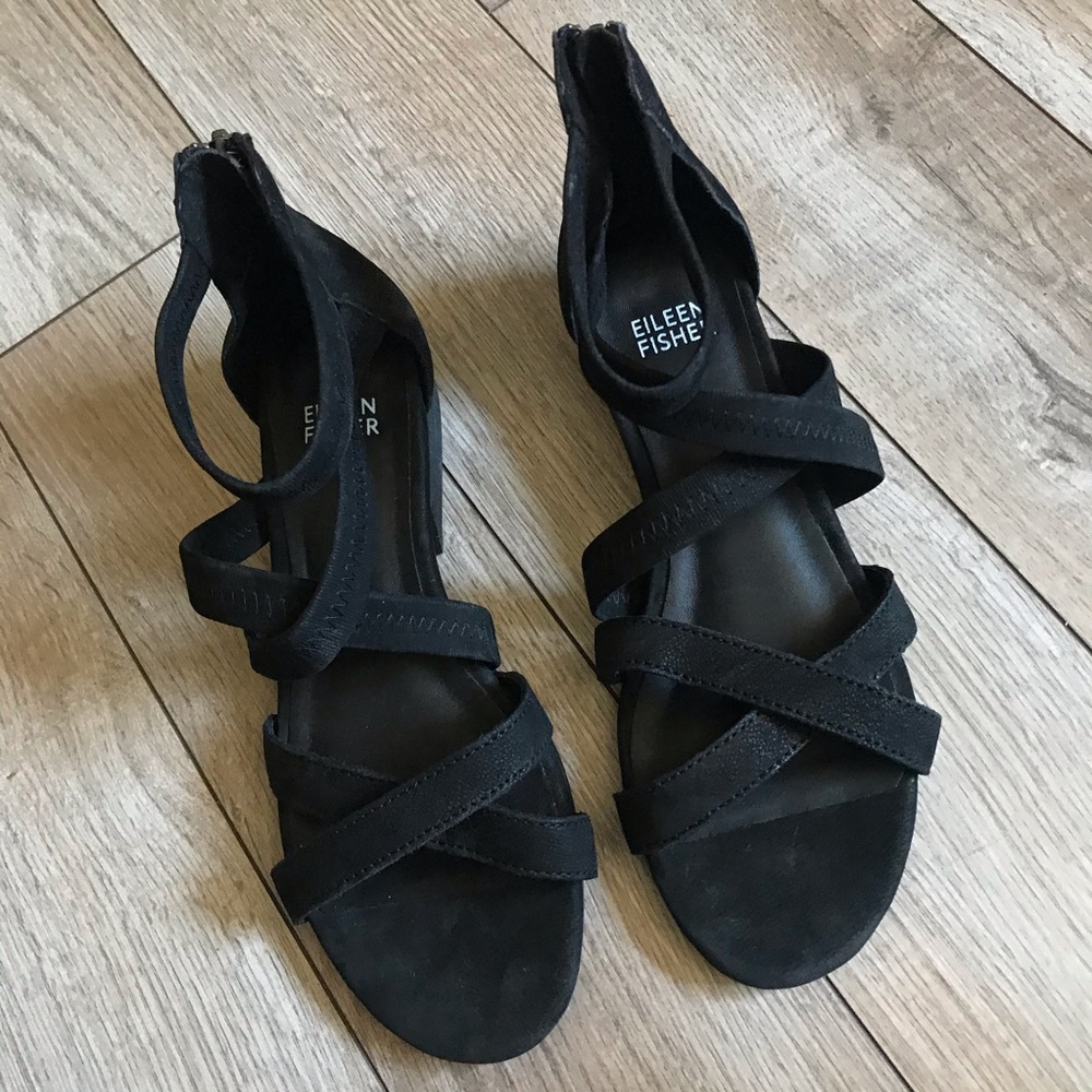Eileen Fisher Eva strappy black gladiator Sandal 6